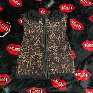 Current Mood x Dolls Kill - CAPTIVATING GAZES SLIP DRESS - LEOPARD